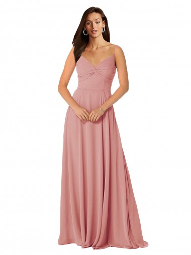 V-Neck Long Lxue Chiffon Bliss Pink Sleeveless Bridesmaid Dress Victoria