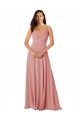 V-Neck Long Lxue Chiffon Bliss Pink Sleeveless Bridesmaid Dress Victoria