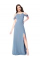 Off the Shoulder Long Soft Chiffon Dusty Blue Sleeveless Evening Dress / Bridesmaid Dress Victoria