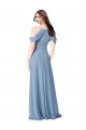 Off the Shoulder Long Soft Chiffon Dusty Blue Sleeveless Evening Dress / Bridesmaid Dress Victoria