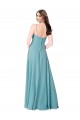 V-Neck Long Soft Chiffon Turquoise Sleeveless Bridesmaid Dress Victoria