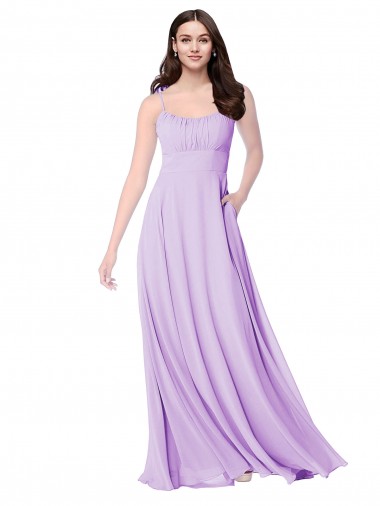 Scoop Neck Long Soft Chiffon Lilac Sleeveless Bridal Party Dress Victoria