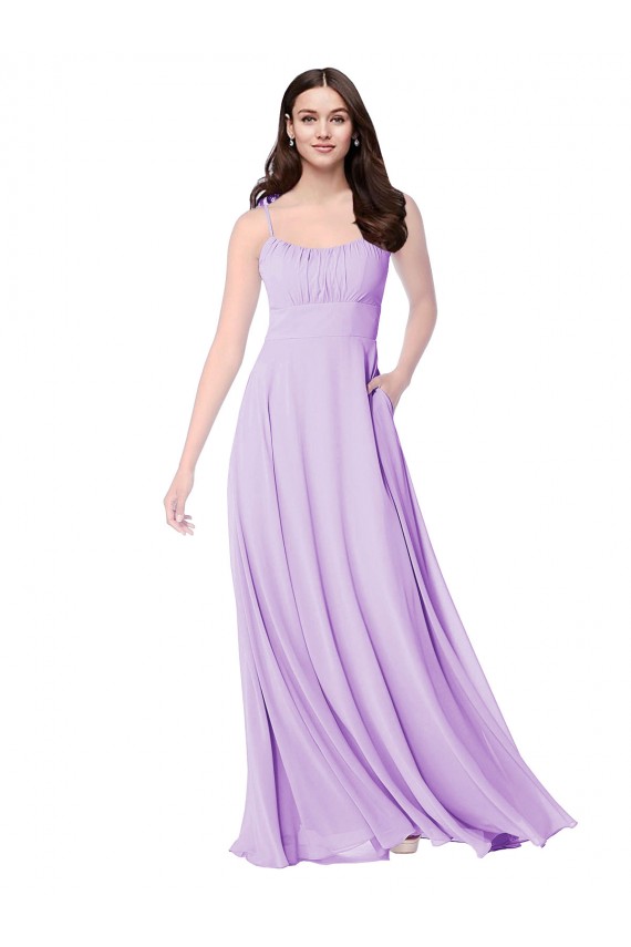 Scoop Neck Long Soft Chiffon Lilac Sleeveless Bridal Party Dress Victoria