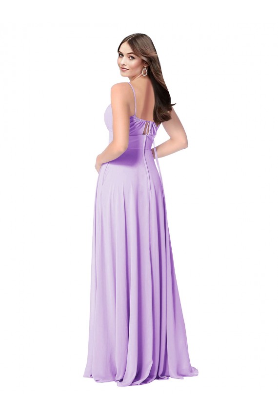 Scoop Neck Long Soft Chiffon Lilac Sleeveless Bridal Party Dress Victoria