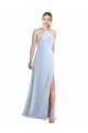 Halter Neck Long Chiffon Light Sky Blue Sleeveless Bridesmaid Dress / Evening Dress Victoria