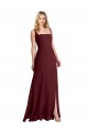 Square Neck Long Soft Chiffon Burgundy Gold Sleeveless Bridesmaid Dress Victoria