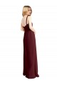 Square Neck Long Soft Chiffon Burgundy Gold Sleeveless Bridesmaid Dress Victoria
