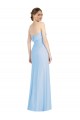 Strapless Long Soft Chiffon Light Sky Blue Sleeveless Black Tie Evening Gown / Bridesmaid Dress Victoria