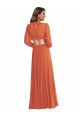 V-Neck Long Soft Chiffon Firecracker Long Sleeves High Low Evening Gown / Bridesmaid Dress Victoria
