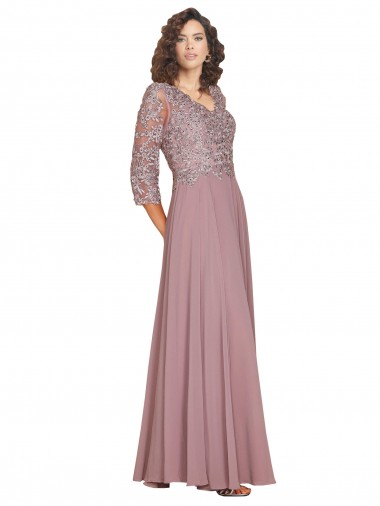 V-Neck Long Soft Chiffon Long Sleeves Prom Dress / Bridesmaid Dress Victoria