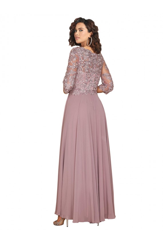 V-Neck Long Soft Chiffon Long Sleeves Prom Dress / Bridesmaid Dress Victoria