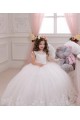 Bateau Neck Chapel Train Tulle & Lace Ivory Sleeveless Flower Girl Wedding Dress Victoria