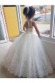 High Neck Long Tulle & Lace Ivory Sleeveless Flower Girl Dress for Wedding Victoria