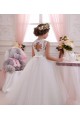 High Neck Long Tulle & Lace Ivory Sleeveless Little Flower Girl Dresses Victoria