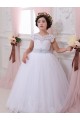 Sweetheart Chapel Train Tulle & Lace Ivory Cap Sleeves Flower Girl Dresses Victoria