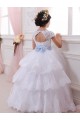 Sweetheart Chapel Train Tulle & Lace Ivory Cap Sleeves Flower Girl Dresses Victoria