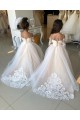 Sweetheart Chapel Train Tulle & Lace Ivory Long Sleeves Little Flower Girl Dress Victoria