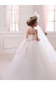 Sweetheart Chapel Train Tulle Ivory Sleeveless Flower Girl Dress Victoria