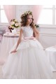 Sweetheart Chapel Train Tulle & Lace Ivory Sleeveless Flower Girl Dress for Wedding Victoria