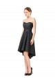 Sweetheart Knee Length Lace Slate Grey Sleeveless High Low Bridesmaid Dress Victoria