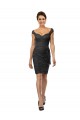 Off the Shoulder Knee Length Soft Chiffon & Lace Slate Grey Sleeveless Bridesmaid Dress Victoria