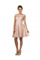 Illusion Neck Knee Length Soft Chiffon & Lace Pink Cap Sleeves Bridesmaid Dress Victoria