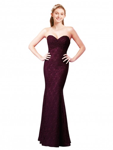 Sweetheart Long Lace Grape Sleeveless Bridesmaid Dress Victoria