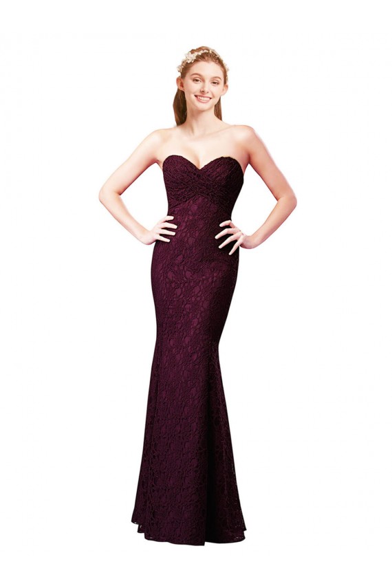 Sweetheart Long Lace Grape Sleeveless Bridesmaid Dress Victoria