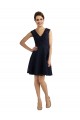 V-Neck Knee Length Lace Dark Navy Sleeveless Bridesmaid Dress / Evening Dress Victoria