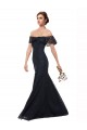Off the Shoulder Long Lace Dark Navy Flutter Sleeves Prom Dress / Bridesmaid Dress Victoria