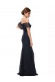Off the Shoulder Long Lace Dark Navy Flutter Sleeves Prom Dress / Bridesmaid Dress Victoria