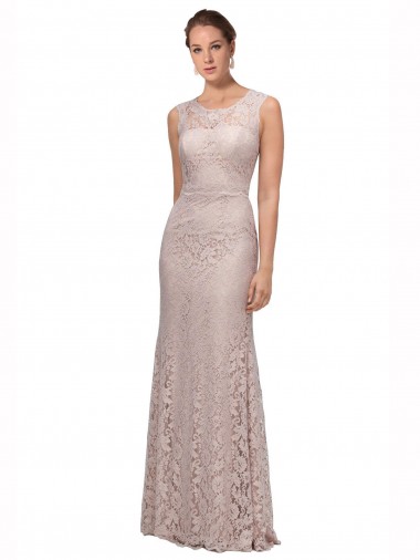 Scoop Neck Long Lace Sleeveless Prom Dress / Bridesmaid Dress Victoria