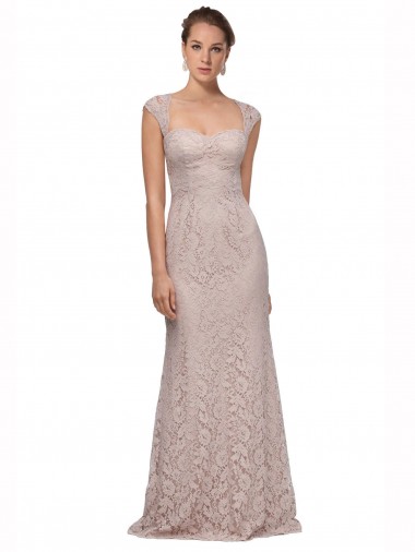Sweetheart Long Lace Cap Sleeves Bridesmaid Dress / Formal Dress Victoria