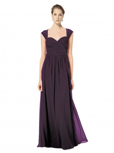 Sweetheart Long Soft Chiffon & Lace Grape Sleeveless Formal Dress / Bridesmaid Dress Victoria