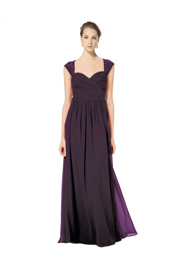 Sweetheart Long Soft Chiffon & Lace Grape Sleeveless Formal Dress / Bridesmaid Dress Victoria