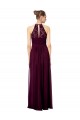 Illusion Neck Long Soft Chiffon & Lace Dark Navy Sleeveless Formal Dress / Bridesmaid Dress Victoria
