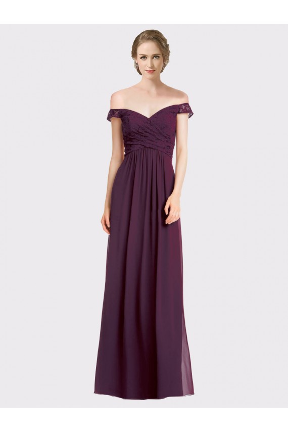 Sweetheart Long Soft Chiffon & Lace Grape Sleeveless Bridesmaid Dress Victoria