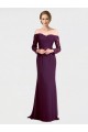 Off the Shoulder Long Soft Chiffon & Lace Grape Long Sleeves Bridesmaid Dress Victoria
