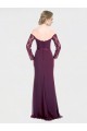 Off the Shoulder Long Soft Chiffon & Lace Grape Long Sleeves Bridesmaid Dress Victoria