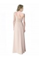V-Neck Long Soft Chiffon & Lace Mint Green Cap Sleeves Bridesmaid Dress Victoria