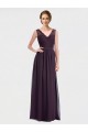 V-Neck Long Chiffon & Lace Grape Sleeveless Bridesmaid Dress / Evening Dress Victoria