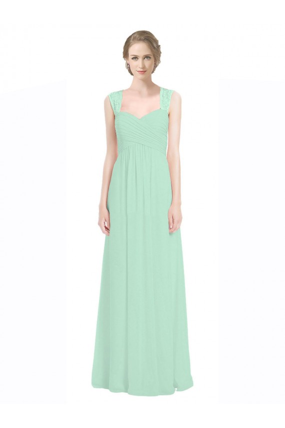 Sweetheart Long Soft Chiffon & Lace Mint Green Sleeveless Bridesmaid Dress Victoria