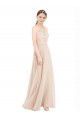 High Neck Long Soft Chiffon & Lace Champagne Sleeveless Prom Dress / Bridesmaid Dress Victoria