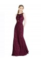 High Neck Long Lace Burgundy Gold Sleeveless Prom Dress / Bridesmaid Dress Victoria