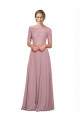 Off the Shoulder Long Soft Chiffon & Lace Short Sleeves Prom Dress / Bridesmaid Dress Victoria