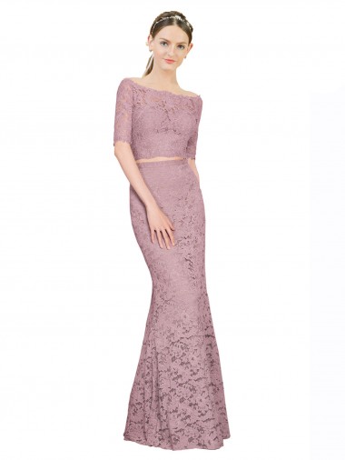 Off the Shoulder Long Lace Short Sleeves Prom Dress / Bridesmaid Dress Victoria