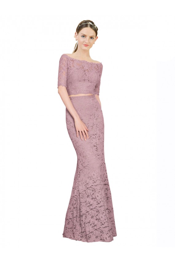 Off the Shoulder Long Lace Short Sleeves Prom Dress / Bridesmaid Dress Victoria