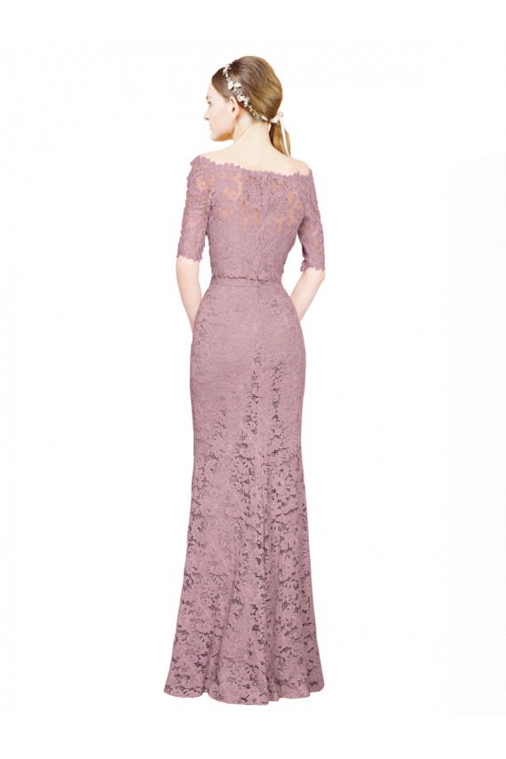 Off the Shoulder Long Lace Short Sleeves Prom Dress / Bridesmaid Dress Victoria