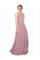 Illusion Neck Long Soft Chiffon & Lace Sleeveless Black Tie Prom Dress / Bridesmaid Dress Victoria
