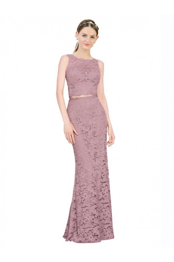 Illusion Neck Long Lace Sleeveless Prom Dress / Bridesmaid Dress Victoria